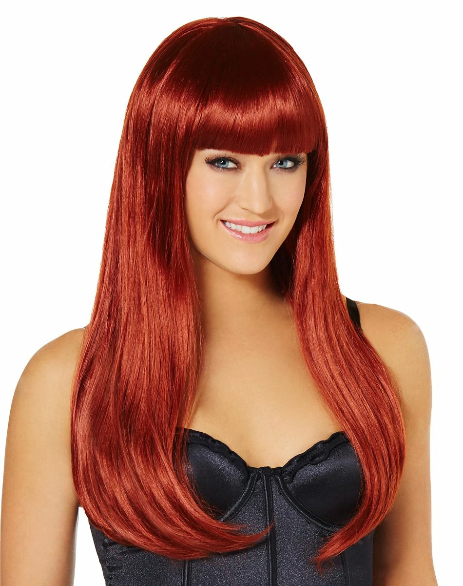Spirit Halloween Long Auburn Wig with Bangs 1 Spirit Halloween Long Auburn Wig with Bangs
