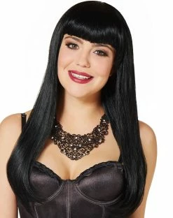 Spirit Halloween Long Black Wig with Bangs