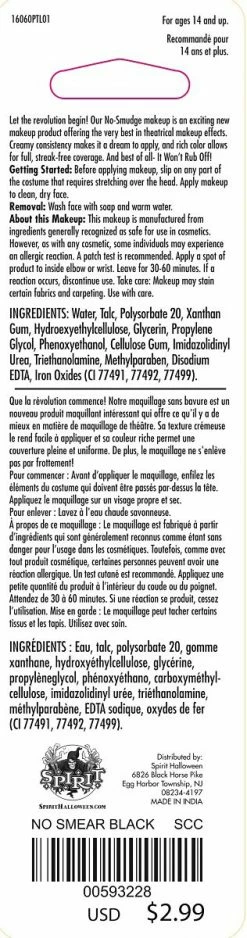Spirit Halloween No Smear Black Makeup -Halloween ACCESSORIES store 00593228 c