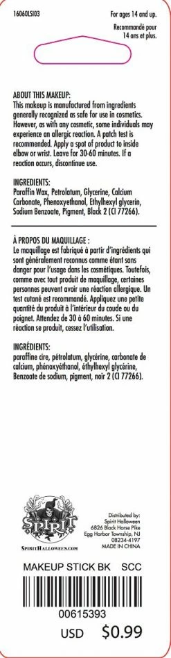 Spirit Halloween Black Stick Makeup 5 Spirit Halloween Black Stick Makeup -Halloween ACCESSORIES store 00615393 c