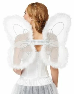 Spirit Halloween White Faux Marabou Wings