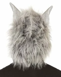 Spirit Halloween Grey Faux Fur Wolf Full Mask with Hands -Halloween ACCESSORIES store 01031152 c