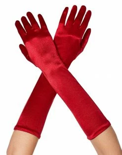Spirit Halloween Long Red Satin Gloves