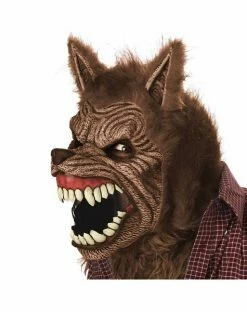 Spirit Halloween Animotion Brown Werewolf Full Mask -Halloween ACCESSORIES store 01107168 c