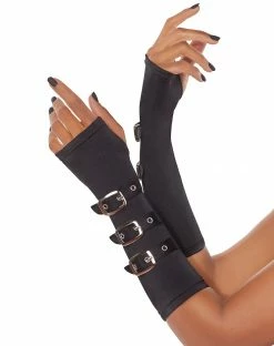 Spirit Halloween Black Buckled Arm Warmers