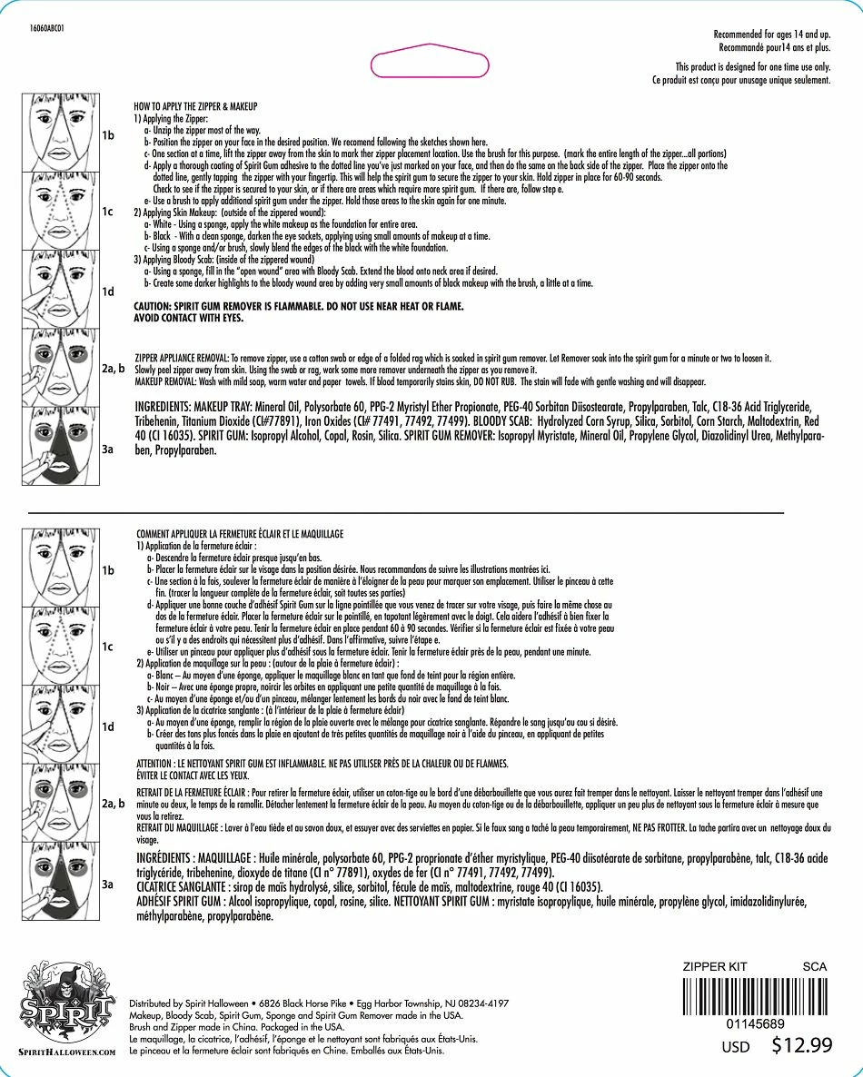 Spirit Halloween Zipper FX Character Kit 2 Spirit Halloween Zipper FX Character Kit - Image 2