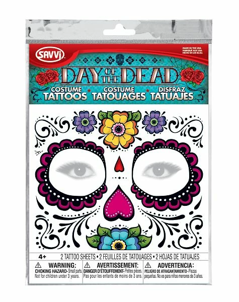 Spirit Halloween Day of Dead Temporary Tattoos 2 Spirit Halloween Day of Dead Temporary Tattoos - Image 2