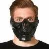 Spirit Halloween Black Metallic Skull Half Mask
