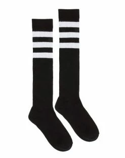 Spirit Halloween Black with White Striped Knee High Socks