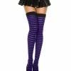 Spirit Halloween Black and Purple Striped Thigh High Stockings