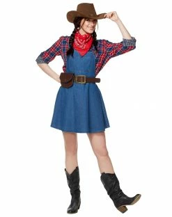 Spirit Halloween Adult Denim Overall Dress -Halloween ACCESSORIES store 01266683 c