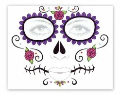 Spirit Halloween Floral Day of the Dead Face Tattoo Decal