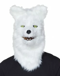 Spirit Halloween Moving Mouth White Wolf Full Mask