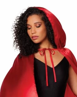Spirit Halloween Red Satin Hooded Womens Cape -Halloween ACCESSORIES store 01277581 c