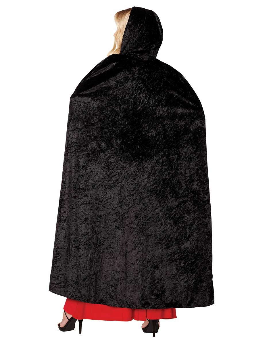Spirit Halloween Black Velvet Hooded Womens Cape 2 Spirit Halloween Black Velvet Hooded Womens Cape - Image 2