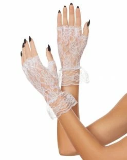 Spirit Halloween White Lace Ruffle Gloves