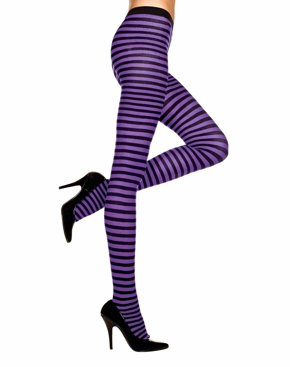Spirit Halloween Black and Purple Striped Tights 2 Spirit Halloween Black and Purple Striped Tights - Image 2