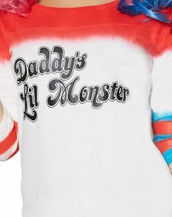 Spirit Halloween Adult Daddy's Lil Monster Varsity Top - Suicide Squad -Halloween ACCESSORIES store 01328228 c