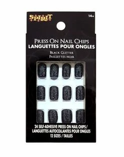 Spirit Halloween Black Glitter Press On Nails