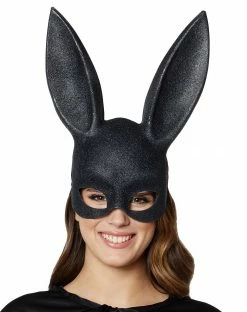 Spirit Halloween Black Glitter Bunny Mask