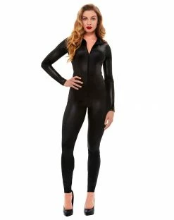 Spirit Halloween Black Wetlook Catsuit