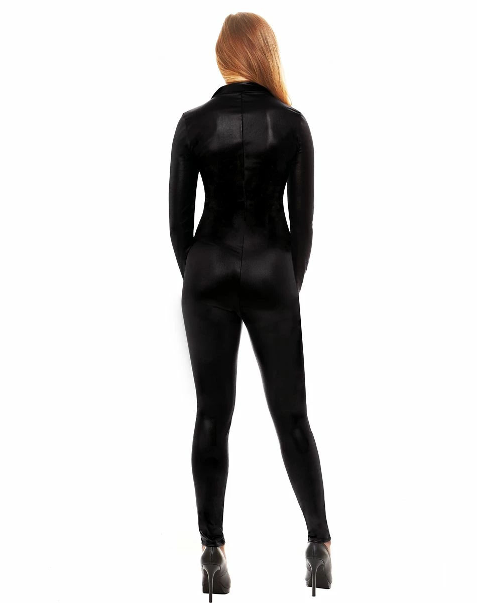 Spirit Halloween Black Wetlook Catsuit 2 Spirit Halloween Black Wetlook Catsuit - Image 2