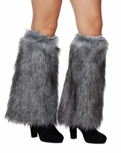 Spirit Halloween Grey Faux Fur Leg Warmers -Halloween ACCESSORIES store 01352277 c
