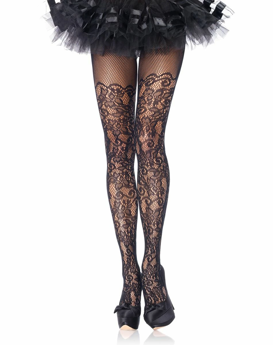 Spirit Halloween Black Floral Tights 1 Spirit Halloween Black Floral Tights
