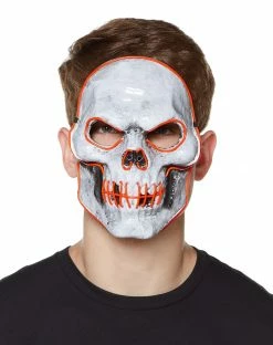 Spirit Halloween Doom EL Wire Light Up Skeleton Half Mask