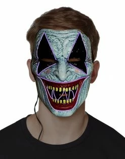 Spirit Halloween Laughing EL Wire Riot Clown Half Mask -Halloween ACCESSORIES store 01359504 c