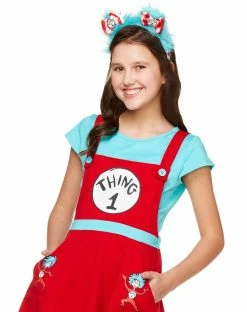 Spirit Halloween Tween Thing 1 and 2 Jumper Dress Costume - Dr. Seuss -Halloween ACCESSORIES store 01369214 c