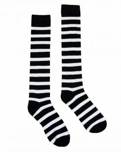 Spirit Halloween Black and White Knee-high Striped Socks