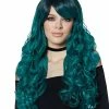 Spirit Halloween Ash Green Curly Wig with Dark Roots