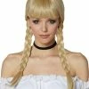 Spirit Halloween Blonde Braided Pigtail Wig with Bangs