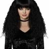 Spirit Halloween Black Crimped Wig with Bangs