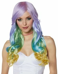 Spirit Halloween Pastel Rainbow Ombre Curly Wig