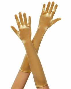 Spirit Halloween Long Golden Satin Gloves