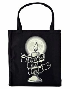Spirit Halloween Black Flame Candle Tote Bag - Hocus Pocus