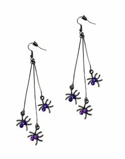 Spirit Halloween Purple Spider Dangle Earrings