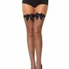 Spirit Halloween Black Bow Fishnet Thigh High Stockings