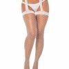 Spirit Halloween White Lace Top Fishnet Garter Tights