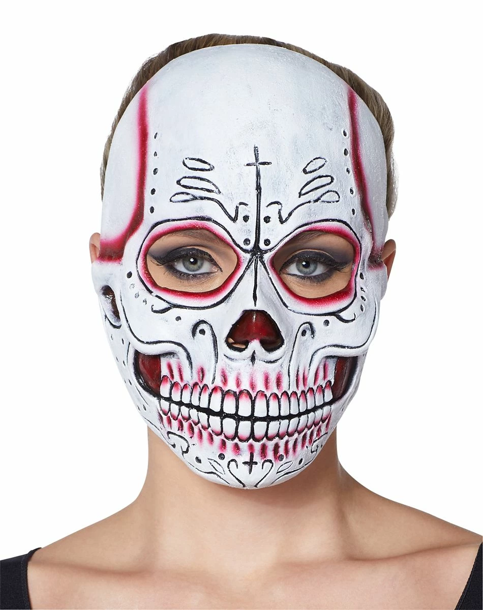 Spirit Halloween Red Sugar Skull Half Mask 1 Spirit Halloween Red Sugar Skull Half Mask