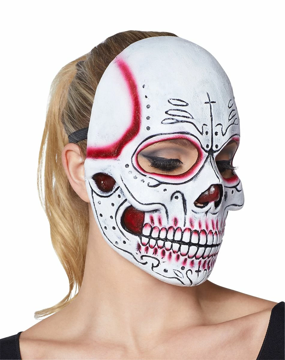Spirit Halloween Red Sugar Skull Half Mask 2 Spirit Halloween Red Sugar Skull Half Mask - Image 2