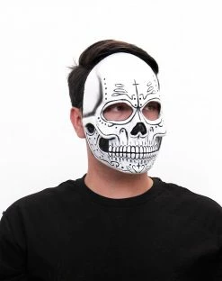 Spirit Halloween Sugar Skull Skeleton Half Mask -Halloween ACCESSORIES store 01404060 B