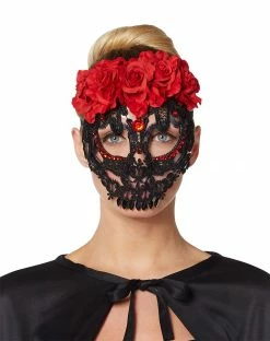 Spirit Halloween Lace Sugar Skull Half Mask