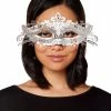 Spirit Halloween White and Silver Filigree Eye Half Mask