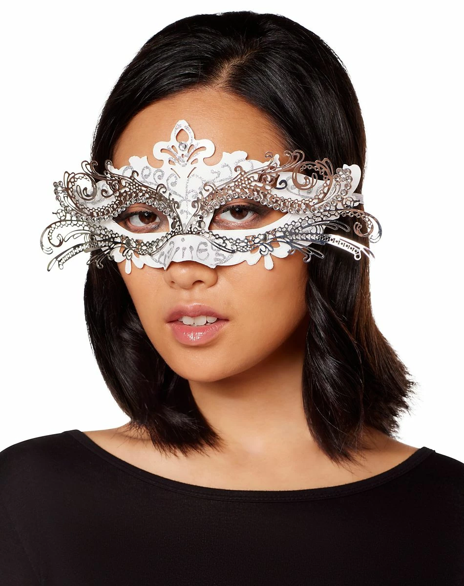 Spirit Halloween White and Silver Filigree Eye Half Mask 3 Spirit Halloween White and Silver Filigree Eye Half Mask - Image 3