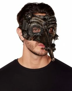Spirit Halloween Silver Steampunk Plague Doctor Half Mask