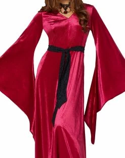 Spirit Halloween Burgundy Velvet Hooded Robe -Halloween ACCESSORIES store 01422393 c