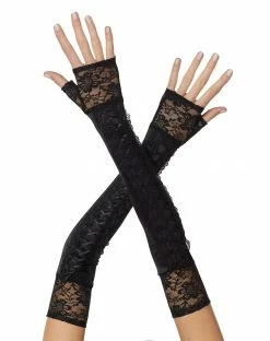 Spirit Halloween Long Black Lace-Up Gloves